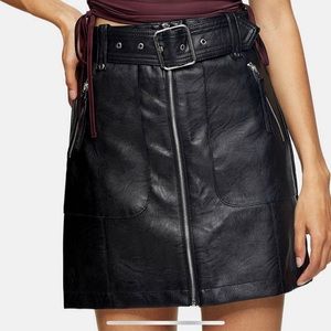 🌹NWT Topshop Faux Leather Biker Skirt Sz 4